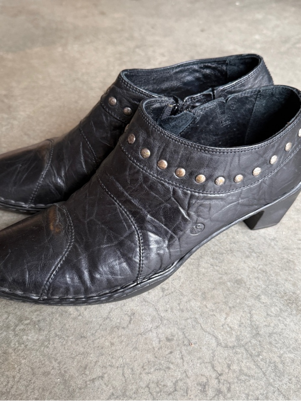 Josef Seibel | Black | Studded Leather Ankle Booties | Women’s Size 41